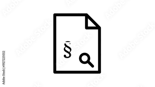 Document with paragraph sign and magnifying glass.