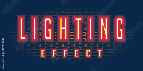 Glowing neon lighting text effect with vibrant retro style. Editable typography background ideal for nightlife posters, music events, club flyers, branding and digital marketing design.