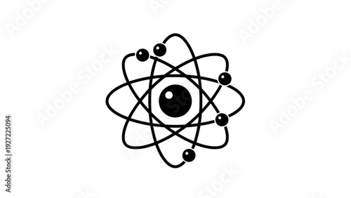 Simple Black Atom Illustration Design Element.