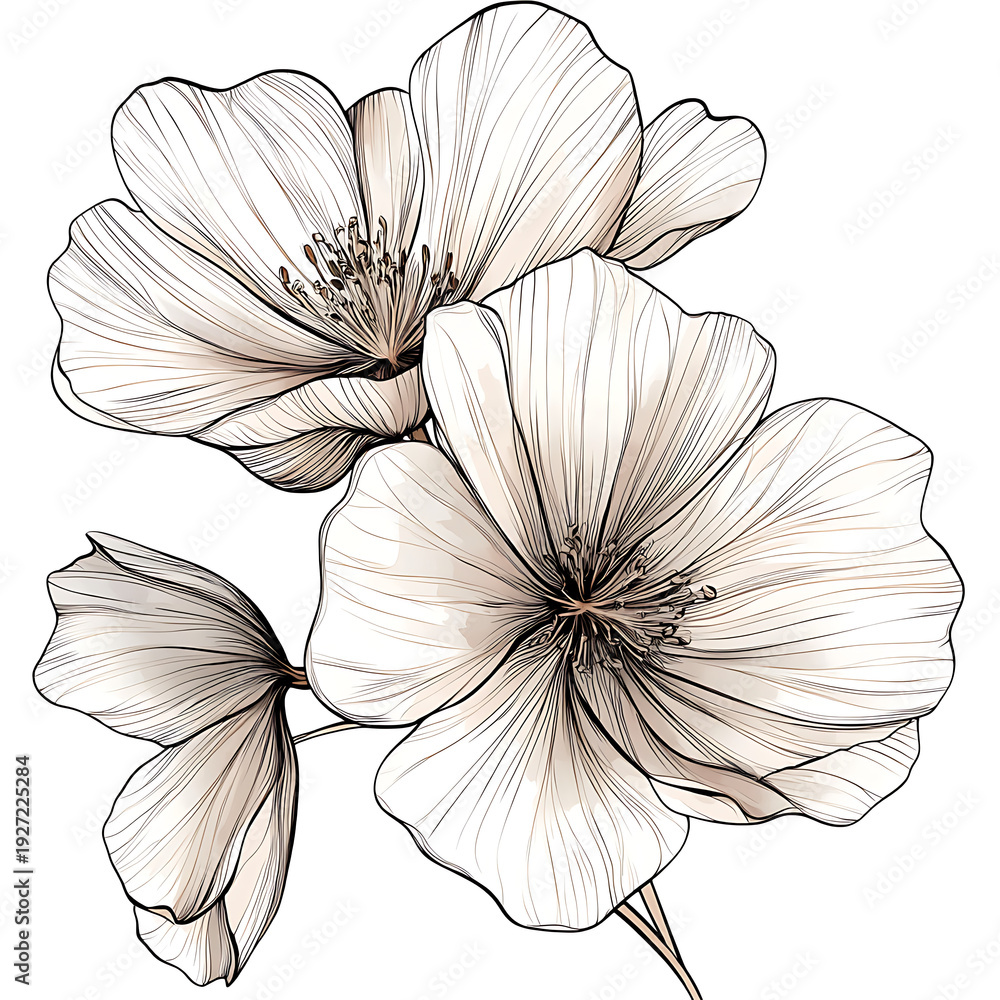 Fototapeta premium Exquisite Floral Sketch in Vector Art
