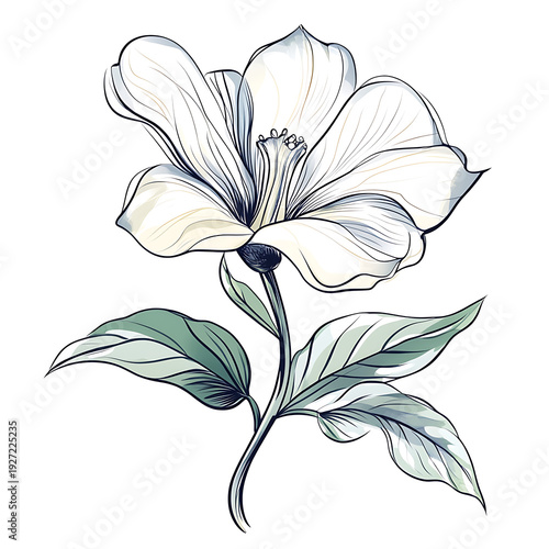 Elegant Blossom Illustration on White Background