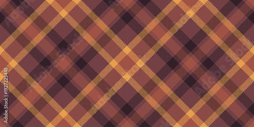 Madras tartan fabric check, carnival vector pattern background. Thread seamless textile plaid texture in red and dark colors.