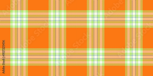 Mixed vector seamless fabric, 30s textile pattern tartan. American texture check background plaid in pumpkin and green colors.
