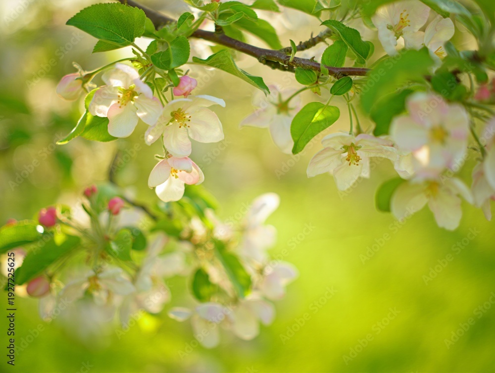 Obraz premium Cherry Spring blossoms bokeh blurred nature background, AI generated image