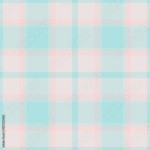 Twill texture fabric background, styled check pattern seamless. Nyc vector textile plaid tartan in white and powder blue colors.