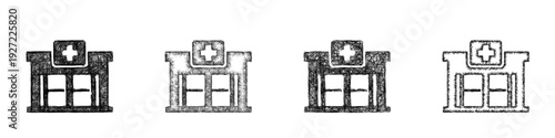 Sketch emergency room icon design set