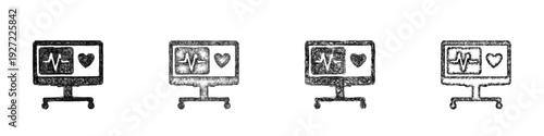 Sketch intensive care icon design set