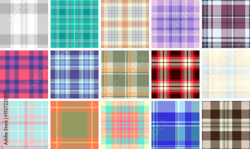 Plaid pattern set tailored for planner covers and inserts. Classic tartan patterns bring elegance and usability to printed materials. Vector format remains clean.