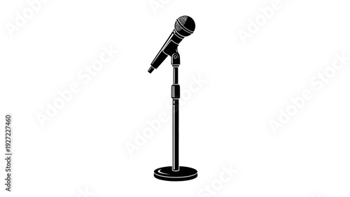Microphone on Stand Isolated on White Background.