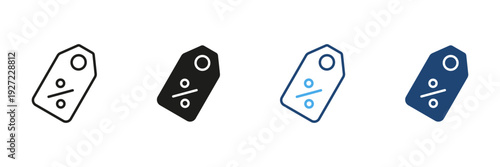 Discount Tag With Percentage Symbol Line And Solid Icon Set. Sale Promotion, Price Reduction, And Special Offer Outline And Silhouette Symbol. Retail Marketing. Isolated Vector Illustration