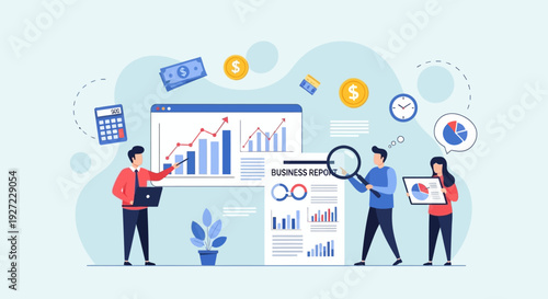 Business people analyzing data charts.