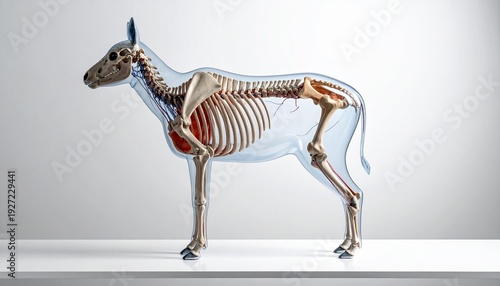 Anatomy of Animal: A detailed, transparent view of an animal's skeletal and internal organ structure, offering a close-up insight into the building blocks of animal life.