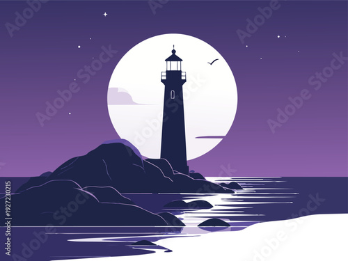 A majestic stone lighthouse tower stands as a glowing beacon over the Cretan coastline in Chania, casting light across the dark waves of the Mediterranean sea under a starry night sky