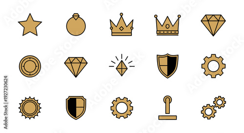 Golden luxury icons and symbols.