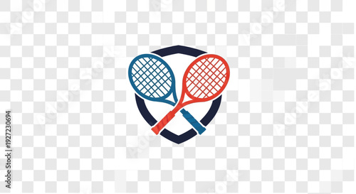 Tennis rackets crossed within a shield emblem.