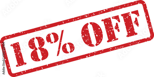 A noticeable red 18 percent off stamp highlights excellent value and reduced pricing for shoppers