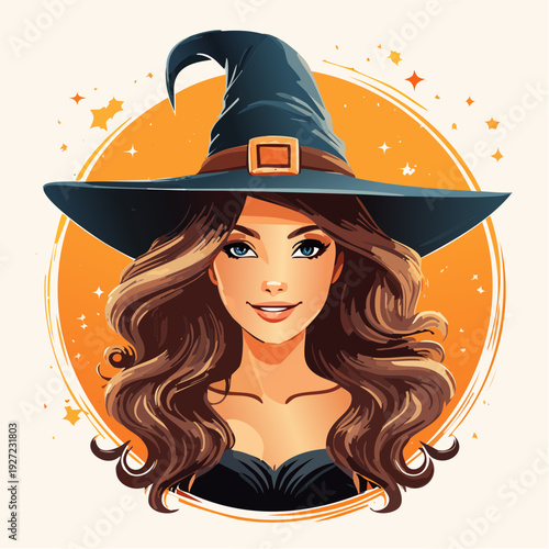 Woman Wearing White Witch Hat Portrait 1.