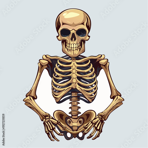 Human Skeleton Anatomy Front View Illustration.
