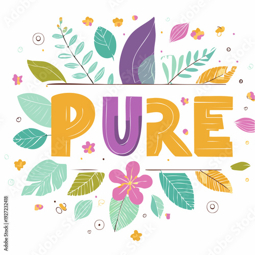 Colorful Leaves Surrounding Pure Text Design.