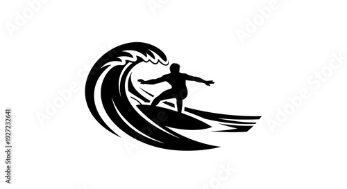 Surfer Riding Wave Vector Illustration.