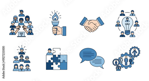 Business Partnership Teamwork Concepts Icons.