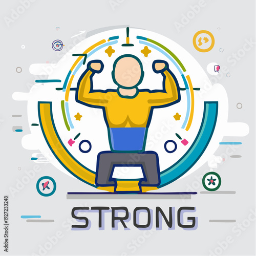 Man Lifting Weights Fitness Illustration Design.