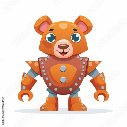 Cartoon Robot Bear Character Design Illustration.