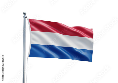 Free Download Dutch flag waving on a flagpole isolated on transparent background - GFXLoad