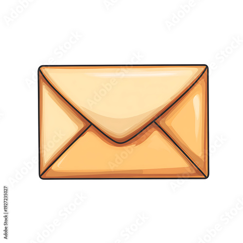 Cartoon Envelope Icon on White Background
