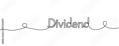 Minimalist continuous line concept of dividend in finance. No editable stroke