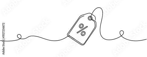 Minimalist discount tag line art with percent symbol. No editable stroke