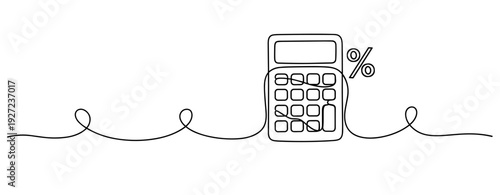Simple hand-drawn calculator with percentage symbol on continuous line. No editable stroke
