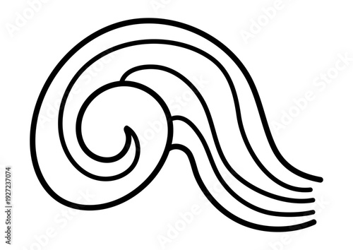 Wave doodle decoration element line art. Ocean or sea wave in zentangle style. Hand drawn water ornament. Vector illustration