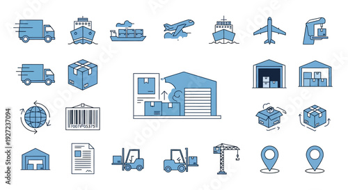 Collection of Logistics and Transportation Icons.