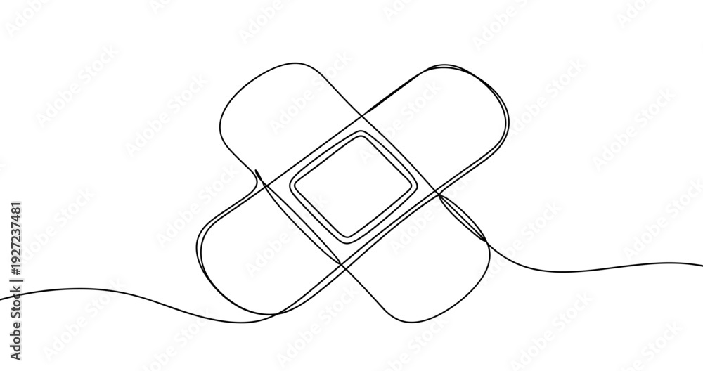 Obraz premium Minimalist continuous line art of two overlapping bandages. No editable stroke