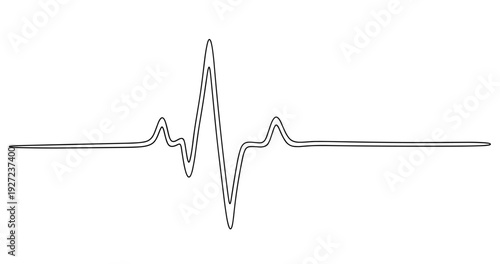 Minimalist black line heartbeat waveform on white background. No editable stroke