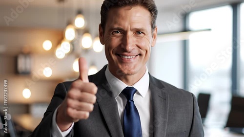 businessman showing thumbs up