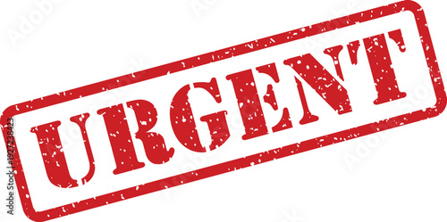 A bold red rectangular stamp displaying the word URGENT in a distressed texture on a white backdrop