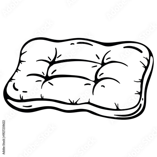 Inflatable Camping Pillow. Hand Drawn Icon, Doodle Travel Cushion Sketch