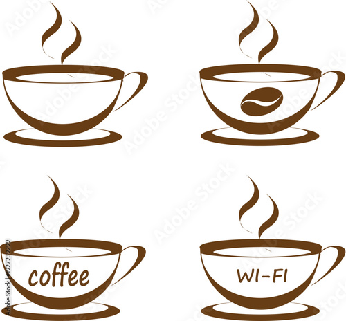 set of coffee and tea cups. Vector illustration