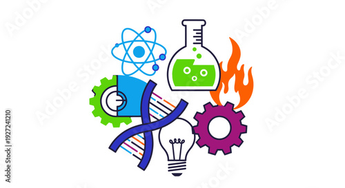 Science and Technology Symbols Illustration.