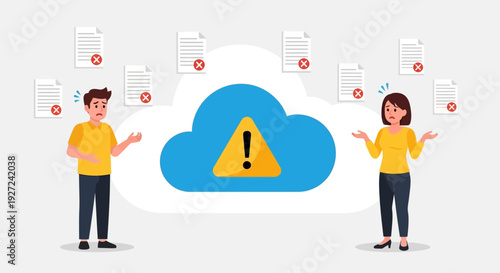 Data security concerns and errors in cloud storage, illustrating potential problems and risks