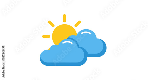 Sunny weather with clouds, partly cloudy sky, weather forecast icon.