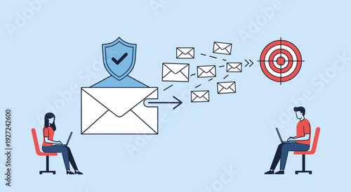 Secure email communication between colleagues in a modern office setting with a focus on data protection and accuracy