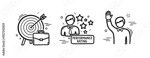Icons of business success: performance targets, ratings, and achievement recognition