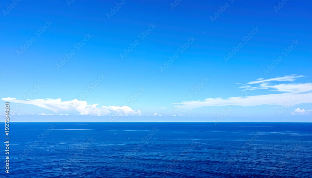 Obraz premium A vast expanse of clear blue sky stretches across the frame, transitioning smoothly 