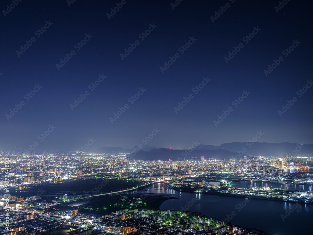 Obraz premium 屋島から見る香川県の街の夜景