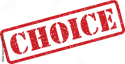 A red rectangular rubber stamp mark with the word CHOICE visible on a white background