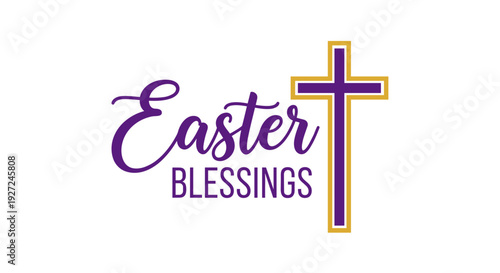 Easter blessings greeting card with cross and elegant text design