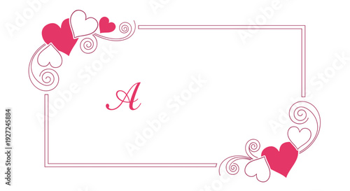 Elegant romantic greeting card with hearts and floral design